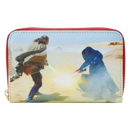 🌌⚔️ Portefeuille Loungefly – Star Wars Épisode I : La Menace Fantôme – Duel sur Tatooine ⚔️🌌