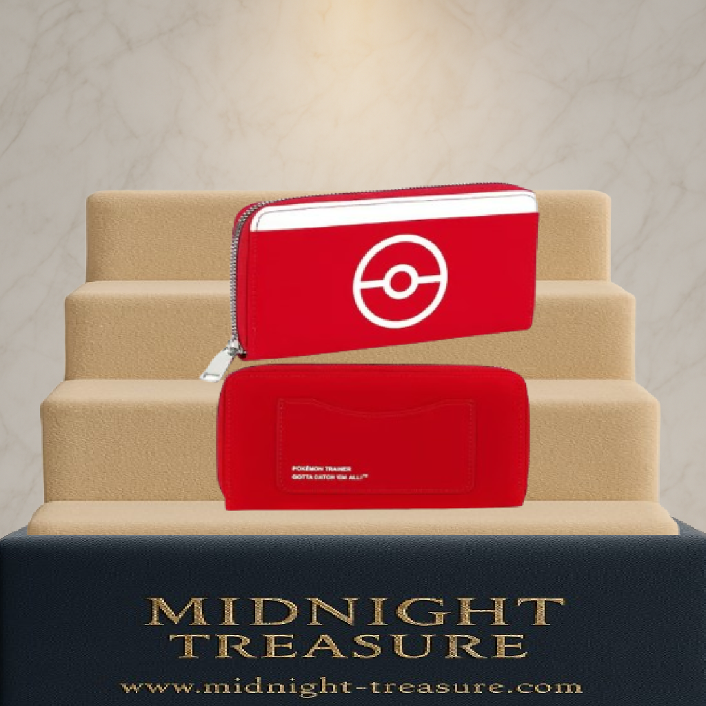 Portefeuille Pokémon Trainer Tech rouge zippé 20 x 10,5 cm en PU et polyester. Portefeuille long format sous licence officielle Pokémon avec compartiments pour cartes, billets et monnaie.