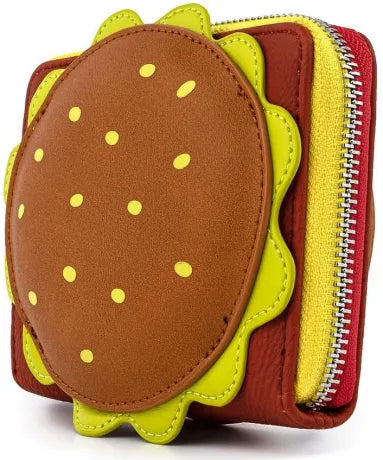 Portefeuille Loungefly – Bob l’Éponge Plankton Pâté de Crabe – 13 x 10 cm. Portefeuille en simili cuir avec design burger 3D et doublure thématique.