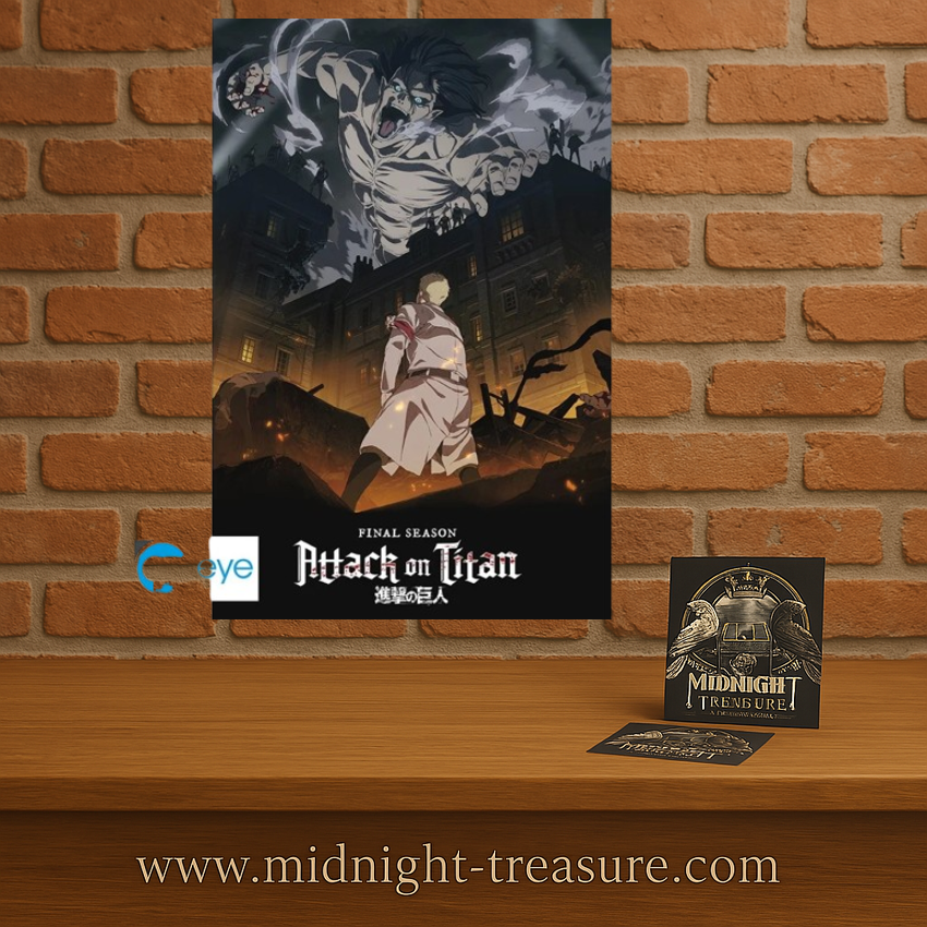 Poster L’Attaque des Titans – Saison 4 Key Art – 91 x 61 cm. Eren Titan face à Reiner dans une scène sombre et explosive de la saison finale.