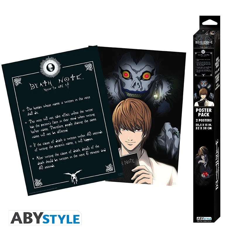 📓💀 Death Note – Light & Ryuk – Set de 2 posters 52 x 38 cm 👁️⚫