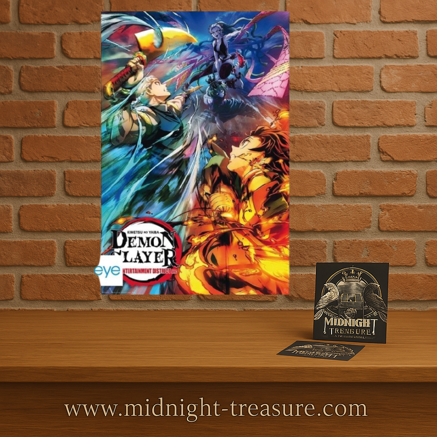 Poster Demon Slayer – Key Art 2 – Arc du Quartier des Plaisirs – 91 x 61 cm. Illustration officielle avec Tanjiro et Tengen Uzui dans un combat intense.