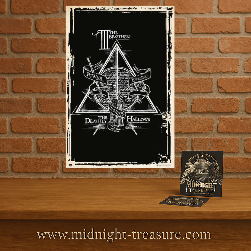 Poster Harry Potter – Symbole des Reliques de la Mort – 61 x 91,5 cm. Illustration officielle représentant le symbole mythique des Deathly Hallows.