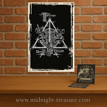 Poster Harry Potter – Symbole des Reliques de la Mort – 61 x 91,5 cm. Illustration officielle représentant le symbole mythique des Deathly Hallows.
