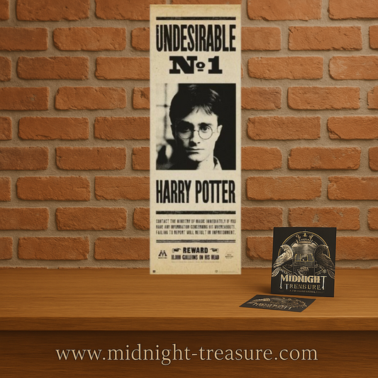 Poster de porte Harry Potter – Indésirable N°1 – 53 x 158 cm. Affiche style avis de recherche du Ministère de la Magie.