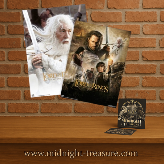 Lot de 2 mini posters Seigneur des Anneaux – 38 x 52 cm – Officiel. Gandalf, Aragorn, Frodon et les héros de la Terre du Milieu en visuels épiques. Un set collector incontournable pour les fans de Tolkien.