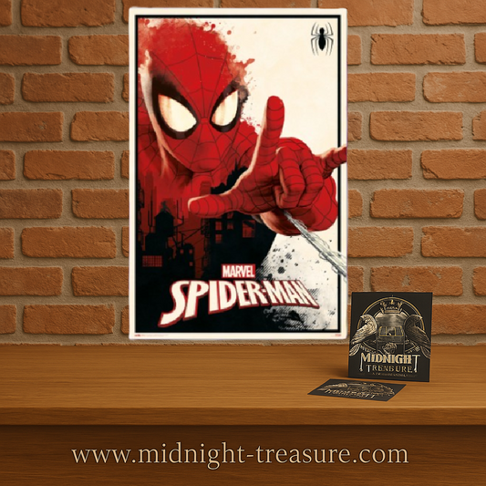 Poster Marvel Spider-Man THWIP – 61 x 91,5 cm. Illustration dynamique de Spider-Man lançant sa toile avec un arrière-plan urbain stylisé. Un must-have pour les fans de Marvel et de super-héros.

