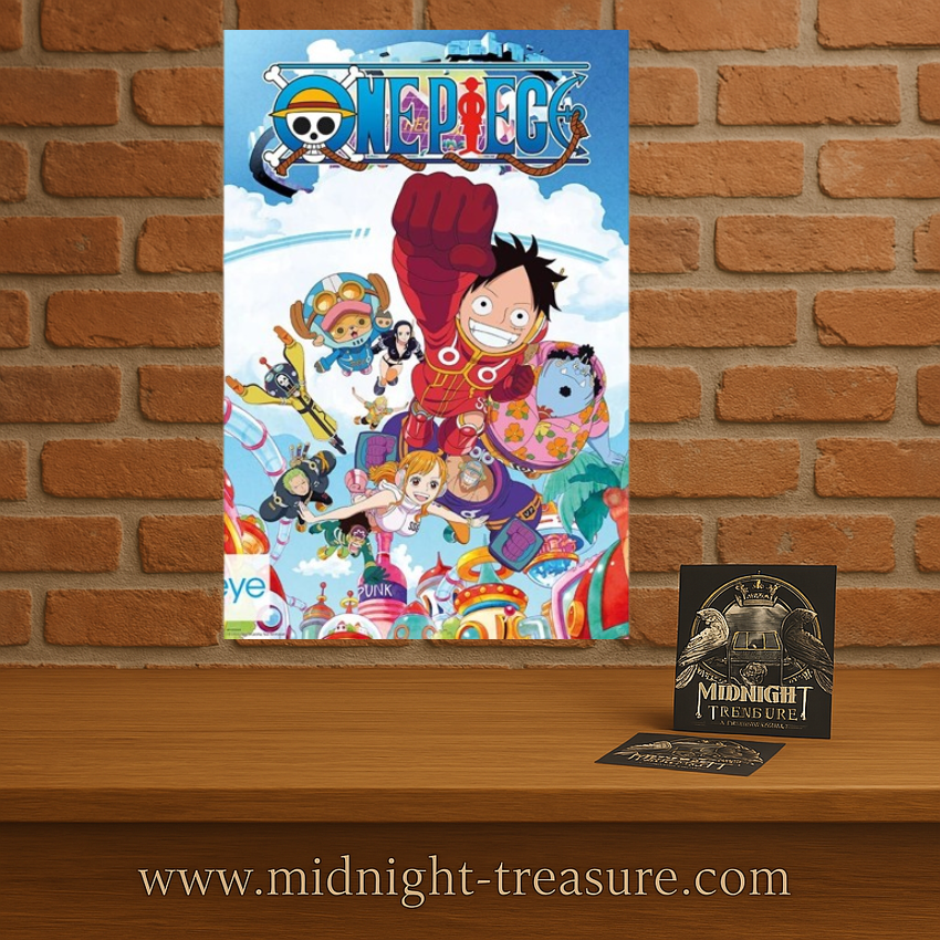 Poster One Piece – Egg Head – Arc du futur – 91 x 61 cm. Illustration officielle avec Luffy et l’équipage dans un décor futuriste.