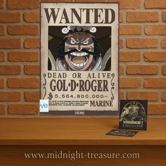 Poster One Piece – Wanted Gol D. Roger – Roi des Pirates – 91 x 61 cm. Affiche officielle représentant la prime légendaire du capitaine de Roger.