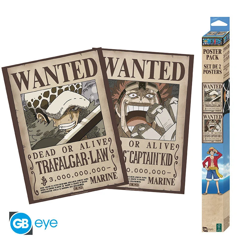 🗞️⚔️ One Piece – Wanted Law & Kid (Wano) – Set de 2 Posters 52 x 38 cm ⚔️🗞️