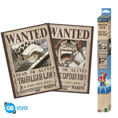 🗞️⚔️ One Piece – Wanted Law & Kid (Wano) – Set de 2 Posters 52 x 38 cm ⚔️🗞️