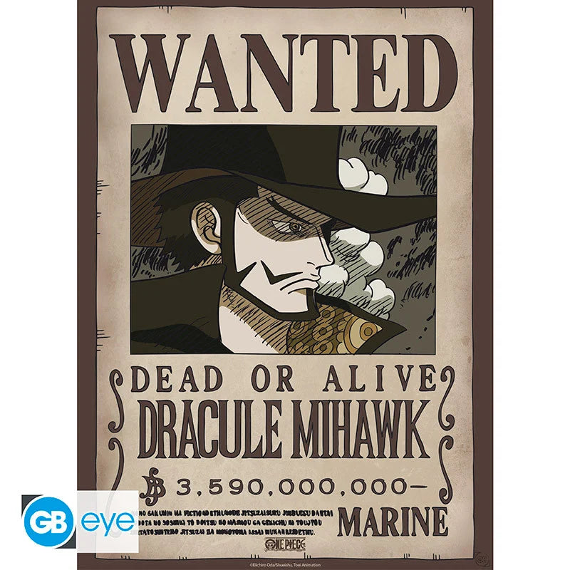 🗞️🏴‍☠️ One Piece – Wanted Mihawk & Crocodile – Set de 2 posters 52 x 38 cm 🏴‍☠️🗞️