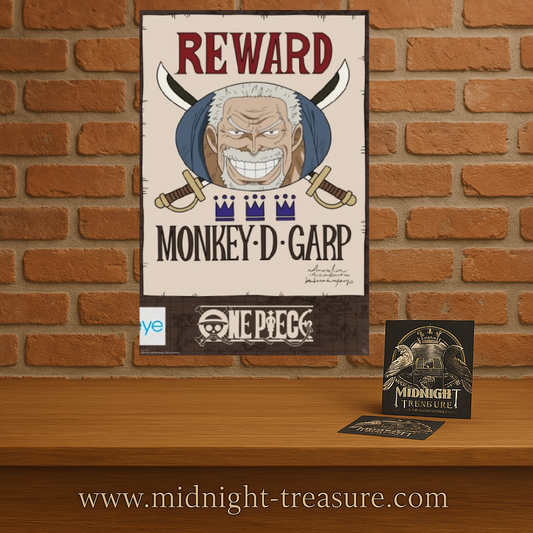 Poster One Piece – Wanted Monkey D. Garp Cross Guild – 91 x 61 cm. Avis de recherche de Monkey D. Garp, héros de la Marine, dans le style Wanted.