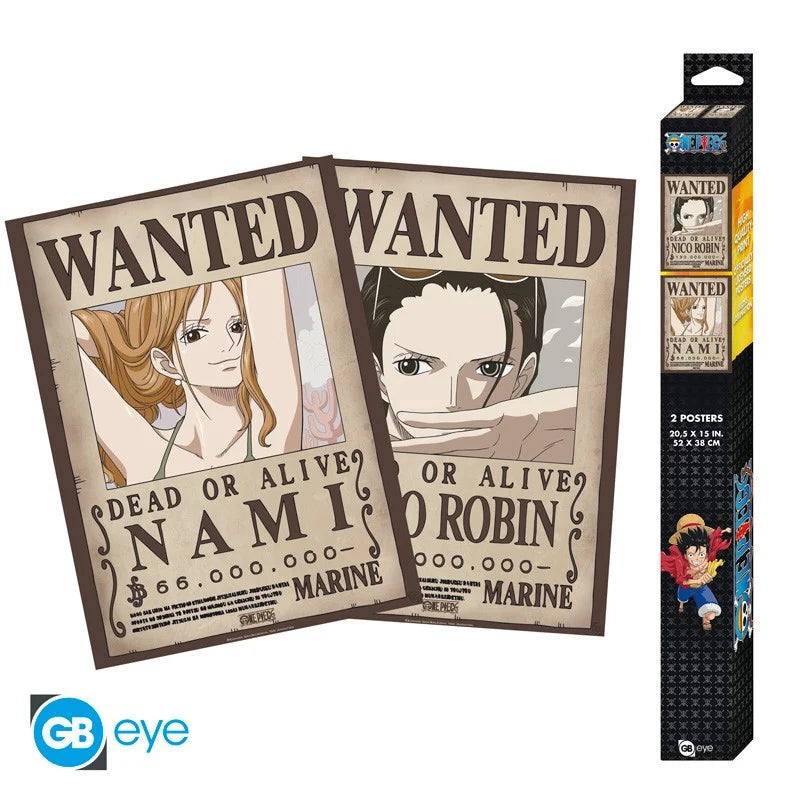 🏴‍☠️🌺 One Piece – Wanted Nami & Robin – Nouvelles primes – Set de 2 posters 52 x 38 cm 🌺🏴‍☠️