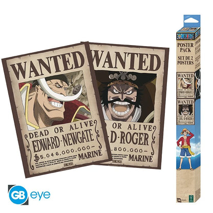👑🏴‍☠️ One Piece – Wanted Gol D. Roger & Barbe Blanche – Légendes de la piraterie – Set de 2 posters 52 x 38 cm ⚔️👑
