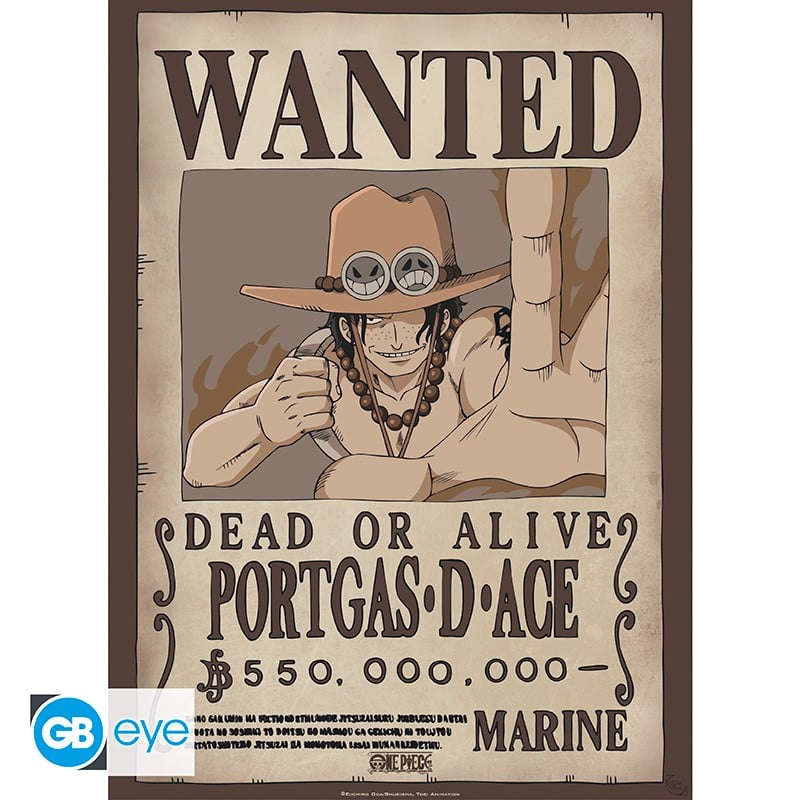 Set de 2 posters One Piece – Wanted Sabo & Ace – 52 x 38 cm – Officiel. Deux affiches Wanted de la Marine représentant Sabo et Portgas D. Ace, les frères de Luffy.