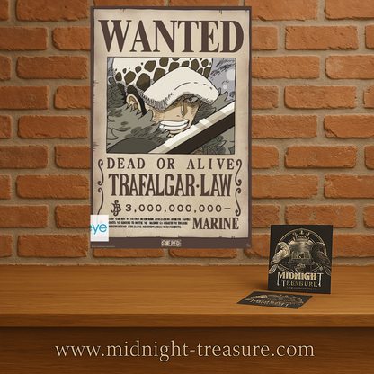 Poster One Piece – Wanted Trafalgar Law Wano – 91 x 61 cm. Avis de recherche officiel avec prime de 3 milliards de berrys après l’arc Wano.