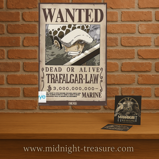 Poster One Piece – Wanted Trafalgar Law Wano – 91 x 61 cm. Avis de recherche officiel avec prime de 3 milliards de berrys après l’arc Wano.