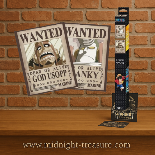 Set de 2 posters One Piece – Wanted Usopp et Franky – 52 x 38 cm. Affiches officielles style avis de recherche par GB eye.