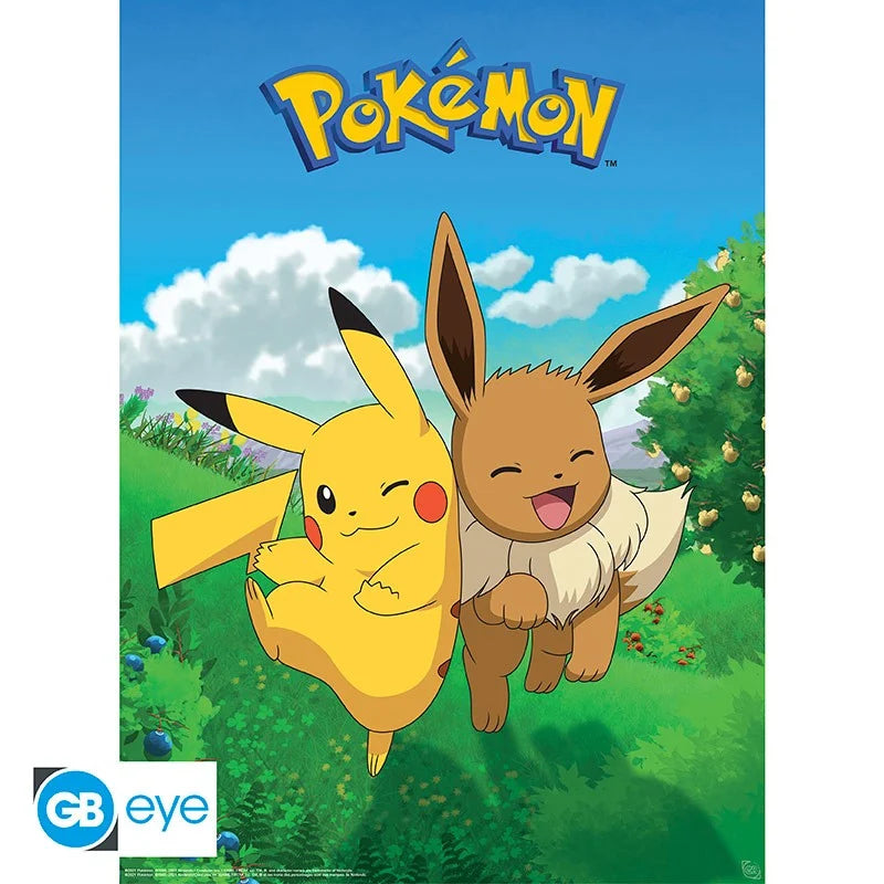 ⚡🌿 Pokémon – Pikachu, Évoli & Gotta Catch ’Em All! – Set de 2 posters 52 x 38 cm 🌿⚡