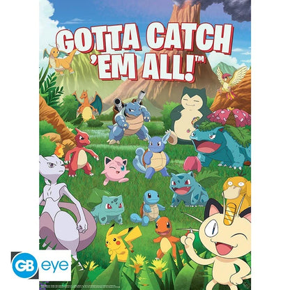 ⚡🌿 Pokémon – Pikachu, Évoli & Gotta Catch ’Em All! – Set de 2 posters 52 x 38 cm 🌿⚡