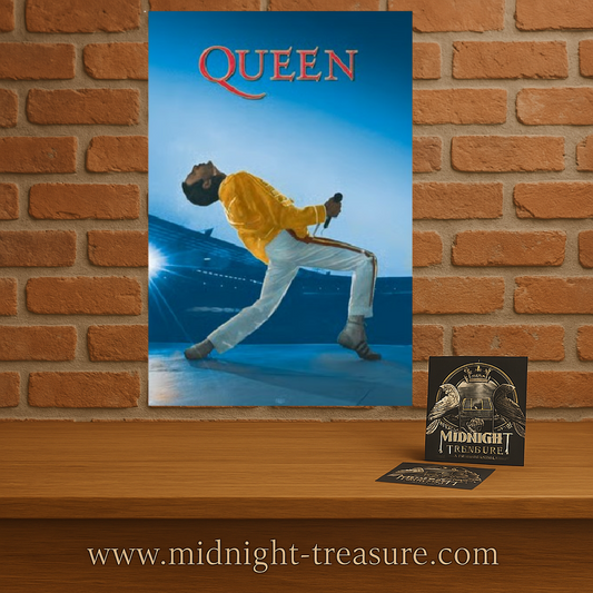 Poster Queen – Live at Wembley – 61 x 91,5 cm. Freddie Mercury en pleine performance sur scène lors du concert mythique de Wembley.