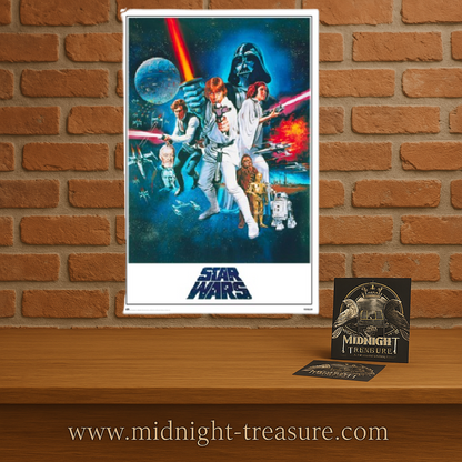 Poster Star Wars – Episode IV : Un Nouvel Espoir – 61 x 91 cm – Officiel. Luke Skywalker, Leia, Dark Vador et les héros emblématiques réunis dans un visuel culte. Un incontournable pour les fans de Star Wars.