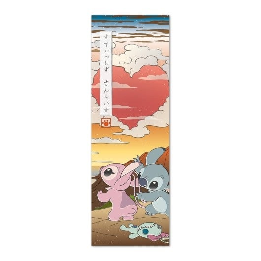 🖼️💖 Poster Collector – Stitch & Angel – Japon – 53 x 158 cm – Format Porte – Amour & Style Japonais 💖🖼️