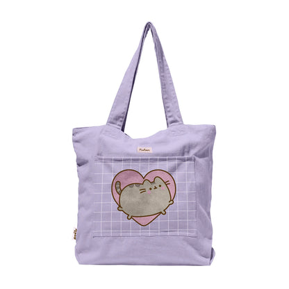💜🐱 Pusheen – Love – Tote Bag Premium – Sac cabas violet 🐱💜