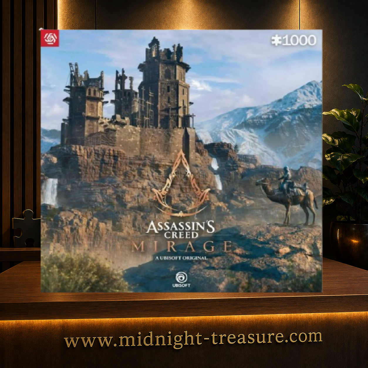 Puzzle Assassin's Creed Mirage Castle Alamut Good Loot Gaming – 1000 pièces – 68,3 x 48 cm. Puzzle gaming représentant la forteresse montagneuse d’Alamut, demeure des Hidden Ones et lieu de formation de Basim dans Assassin's Creed Mirage.