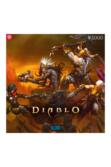 Puzzle Diablo – Heroes Battle – 1000 pièces – 68 x 48 cm – Blizzard. Scène de combat intense avec les héros affrontant les démons dans un décor infernal. Un puzzle collector incontournable pour les fans de jeux vidéo.