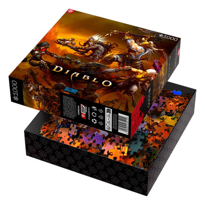 Puzzle Diablo – Heroes Battle – 1000 pièces – 68 x 48 cm – Blizzard. Scène de combat intense avec les héros affrontant les démons dans un décor infernal. Un puzzle collector incontournable pour les fans de jeux vidéo.