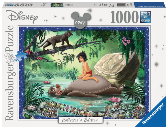 Puzzle Disney – Le Livre de la Jungle – 1000 pièces – 70 x 50 cm – Ravensburger. Scène culte avec Mowgli, Baloo et Bagheera dans la jungle. Un puzzle collector parfait pour les fans de Disney.
