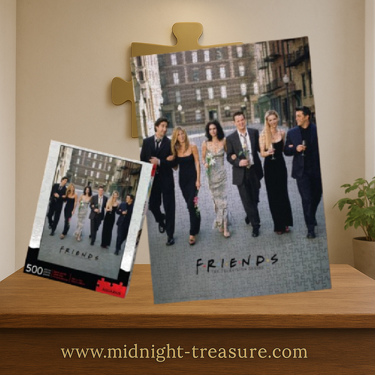 Puzzle Friends – Marriage – 500 pièces – 35 x 48 cm – Aquarius. Les six personnages principaux de la série culte réunis dans une scène iconique. Un puzzle collector incontournable pour les fans de la sitcom.