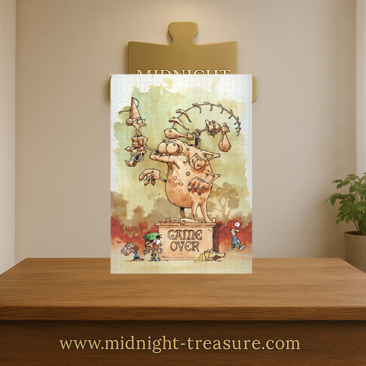 Puzzle Kid Paddle â Game Over â 1000 piĂšces â 48 x 68 cm â Poster inclus. Illustration humoristique issue de la BD Kid Paddle avec rĂ©fĂ©rences au jeu vidĂ©o. Puzzle collector officiel.