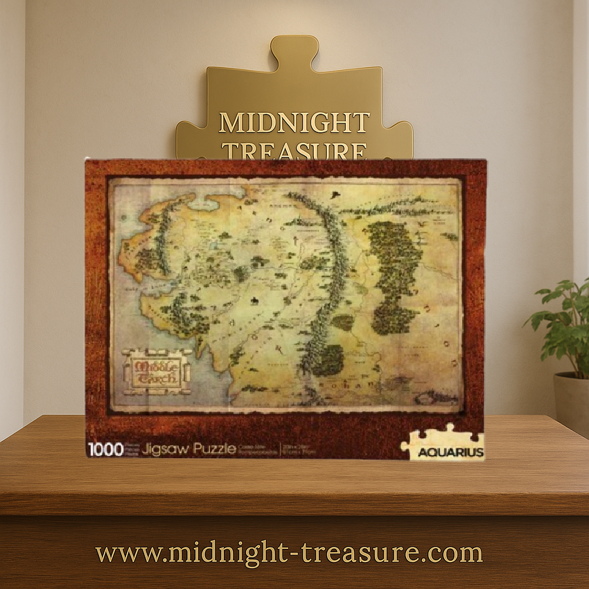 Puzzle Le Hobbit – Carte de la Terre du Milieu – 1000 pièces – 51 x 71 cm. Puzzle collector Aquarius sous licence officielle avec illustration vintage de la carte.