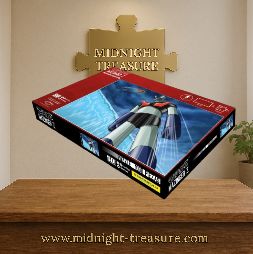 Puzzle Mazinger Z – 1000 pièces – 66 x 45 cm. Illustration dynamique du robot Mazinger Z en plein envol. Puzzle collector officiel.