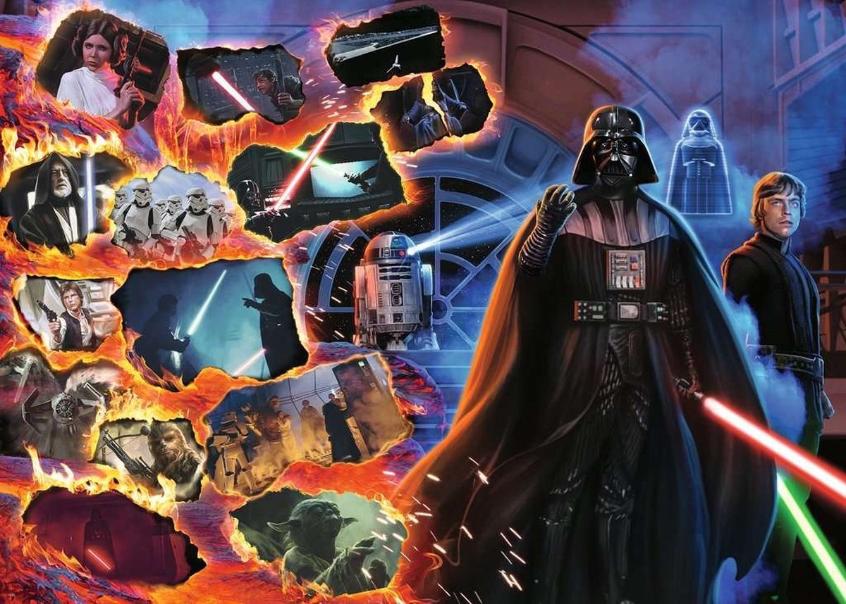 Puzzle Star Wars – Villainous Dark Vador – 1000 pièces – 70 x 50 cm – Ravensburger. Illustration spectaculaire de Dark Vador et scènes emblématiques de la saga. Un puzzle collector parfait pour les fans de Star Wars.

