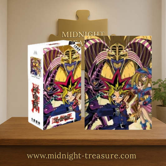 Puzzle Yu-Gi-Oh! – 1000 pièces – 48 x 68 cm – Poster inclus. Illustration de Yugi Muto avec Exodia le Maudit, le Magicien des Ténèbres et la Magicienne des Ténèbres. Puzzle collector officiel.