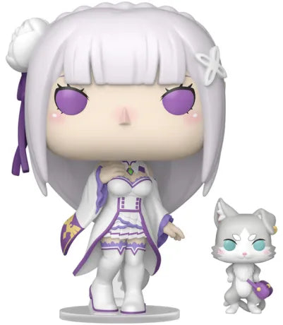 Funko Pop! Re:Zero – Emilia avec Puck (N°2112). Figurines en tenue emblématique de la saison 1.