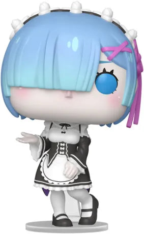 Funko Pop! Re:Zero – Rem (N°2113). Figurine en tenue de soubrette avec cheveux bleus asymétriques.
