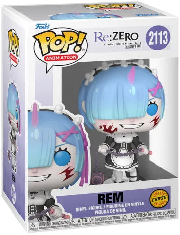 Funko Pop! Re:Zero – Rem Version Chase (N°2113). Figurine en mode combat avec masse à pointes.