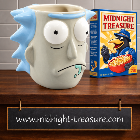 Mug 3D officiel Rick and Morty 500 ml ABYstyle en forme de tête de Rick Sanchez avec cheveux bleus et visage sculpté.