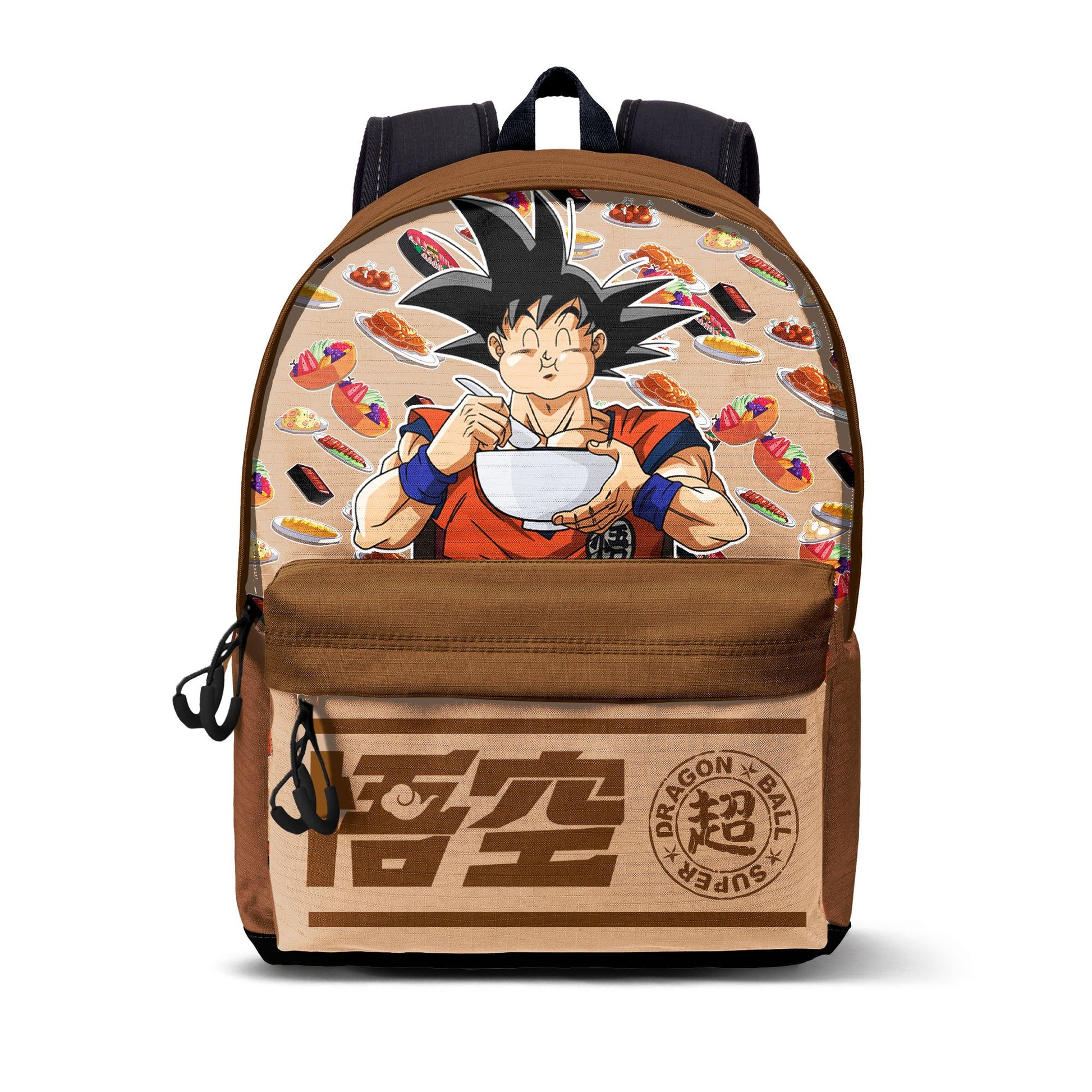 Sac à dos Dragon Ball Super – Goku Ramen (44 x 31 x 18 cm). Sac coloré représentant Goku savourant un bol de ramen, avec poches spacieuses et design officiel. Un accessoire pratique et fun pour les fans de Dragon Ball.