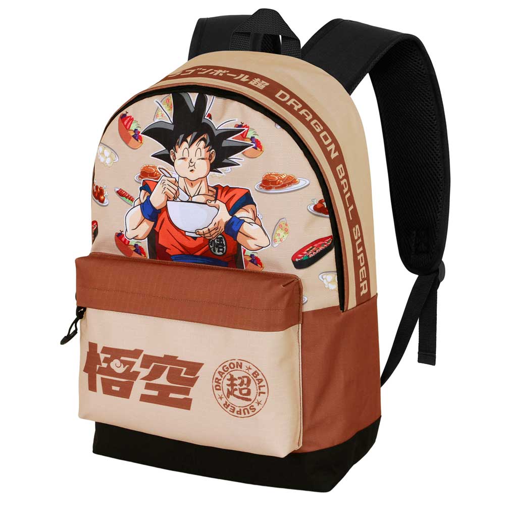 Sac à dos Dragon Ball Super – Goku Ramen (44 x 31 x 18 cm). Sac coloré représentant Goku savourant un bol de ramen, avec poches spacieuses et design officiel. Un accessoire pratique et fun pour les fans de Dragon Ball.
