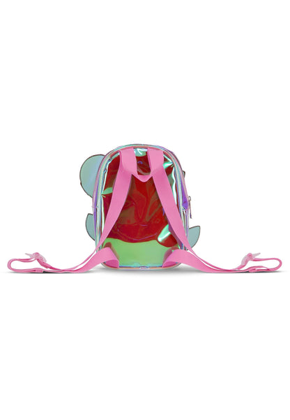 Mini sac à dos Hatsune Miku – Shiny – 23 cm. Sac holographique compact en PVC brillant avec patch 3D de Hatsune et micro. Un accessoire coloré et incontournable pour les fans de Vocaloid.