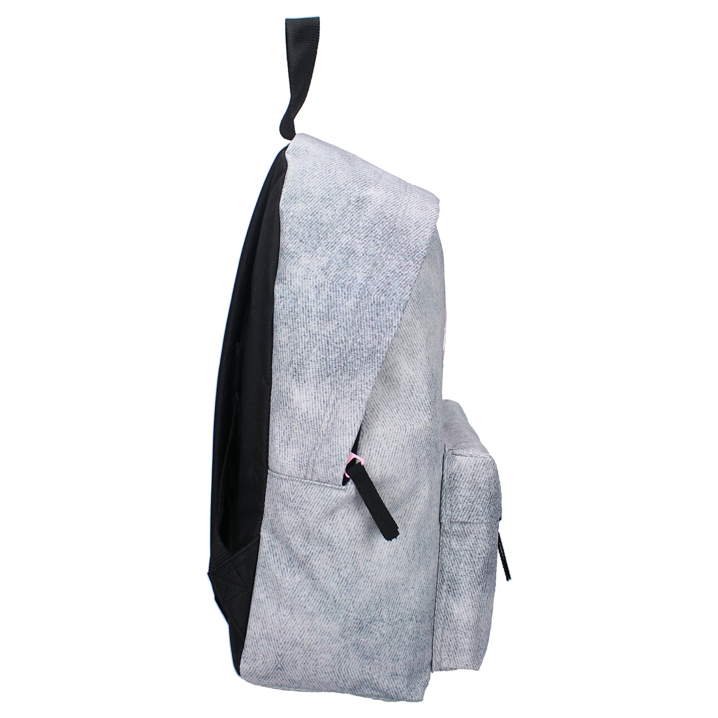 Sac à dos Hello Kitty & Friends – Courageous Crew – 26 cm – Sanrio. Hello Kitty, My Melody et Kuromi sur fond gris effet denim. Un sac adorable parfait pour les fans de l’univers kawaii.