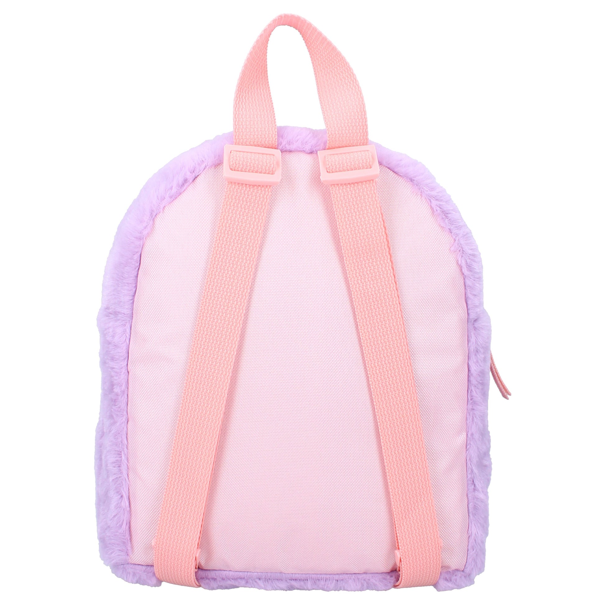 Sac à dos Sanrio – Kuromi Fluffy Festival – Edition Fourrure – 21 x 11 x 26 cm. Sac violet en peluche douce avec oreilles 3D et visage brodé de Kuromi. Accessoire kawaii et collector parfait pour les fans de Sanrio.