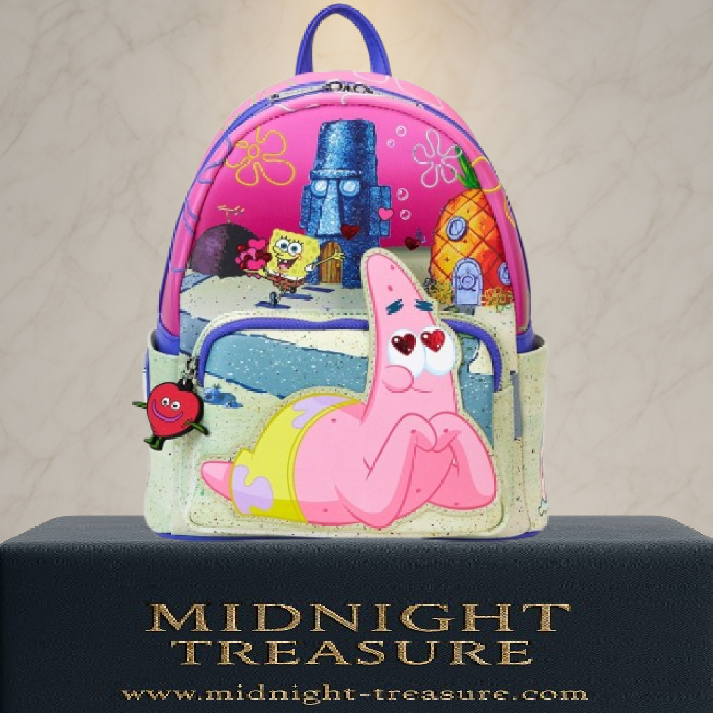 🎒💛 Mini sac à dos Loungefly – Bob l’Éponge & Patrick Cœurs – Nickelodeon 🌊🍍