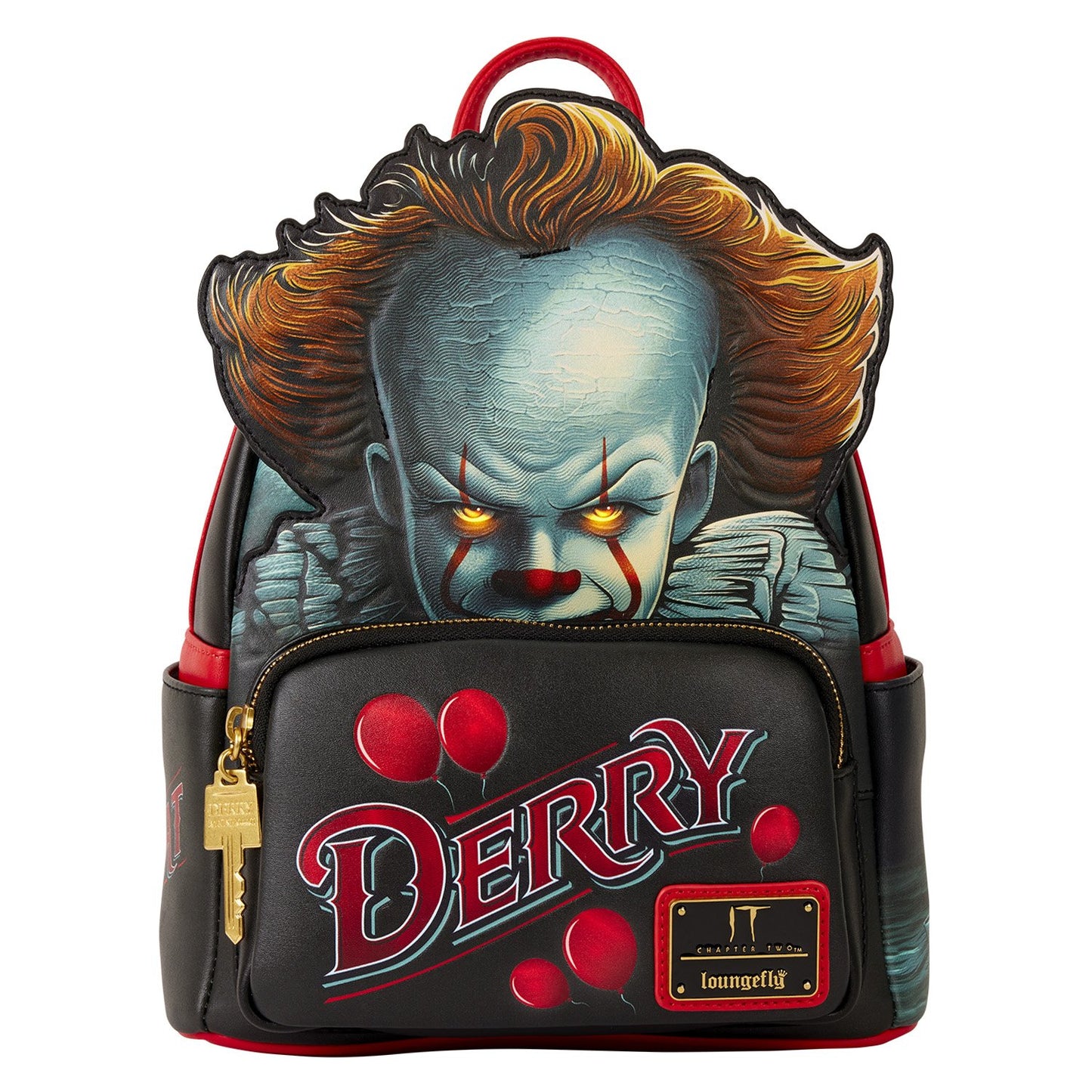 🎈💀 Mini Sac à Dos Loungefly – Pennywise / Grippe-Sou Cosplay Light-Up – IT / Ça 🎈💀 23 x 27 x 12 cm